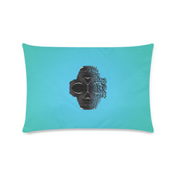 fractal black skull portrait with blue abstract background Custom Rectangle Pillow Case 16"x24" (one side)
