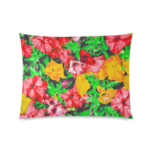 closeup flower abstract background in pink red yellow with green leaves Custom Picture Pillow Case 20"x26" (one side)