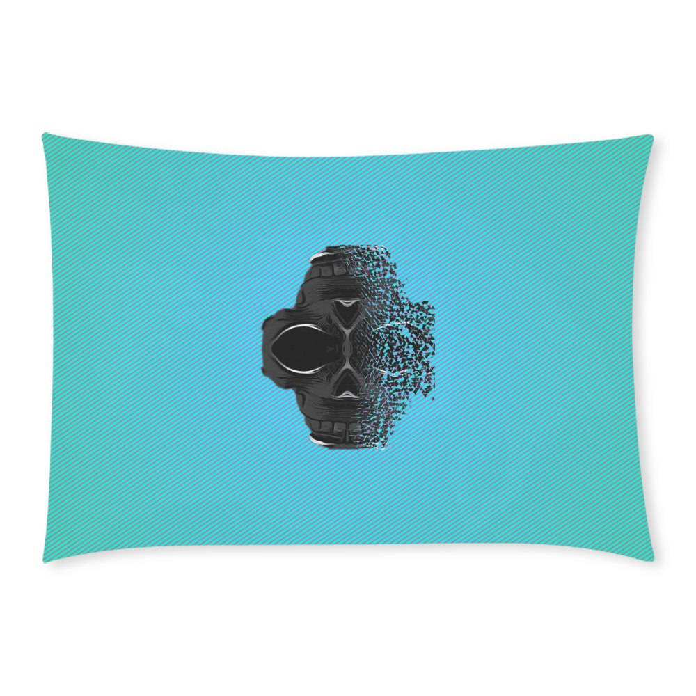 fractal black skull portrait with blue abstract background Custom Rectangle Pillow Case 20x30 (One Side)
