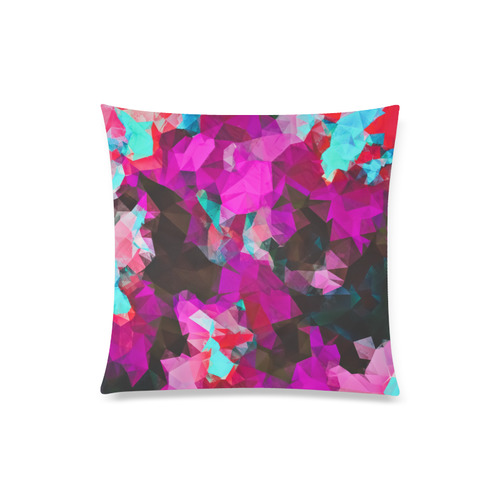 psychedelic geometric polygon abstract pattern in purple pink blue Custom Zippered Pillow Case 20"x20"(Twin Sides)