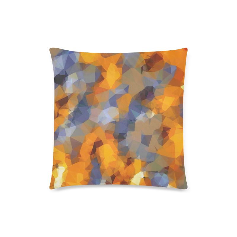 psychedelic geometric polygon abstract pattern in orange brown blue Custom Zippered Pillow Case 18"x18"(Twin Sides)