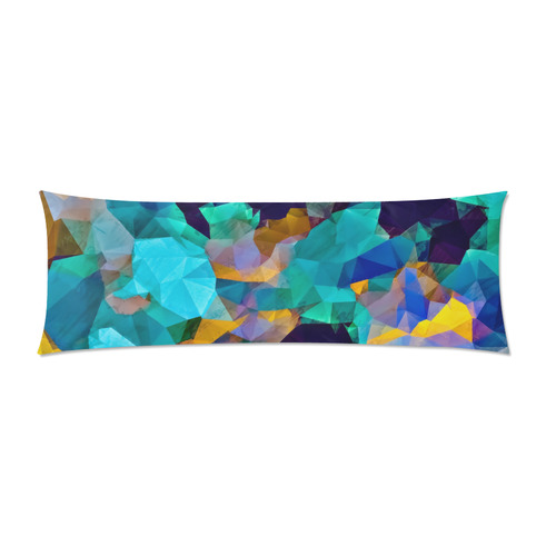 psychedelic geometric polygon abstract pattern in green blue brown yellow Custom Zippered Pillow Case 21"x60"(Two Sides)