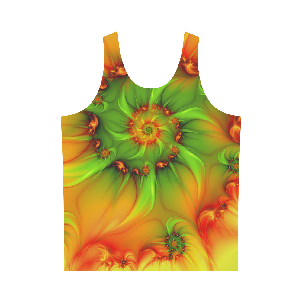 Hot Summer Green Orange Abstract Colorful Fractal All Over Print Tank Top for Men (Model T43)