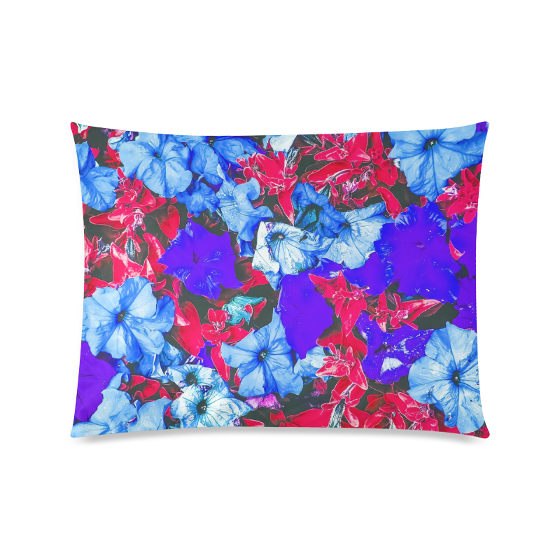 closeup flower texture abstract in blue purple red Custom Picture Pillow Case 20"x26" (one side)
