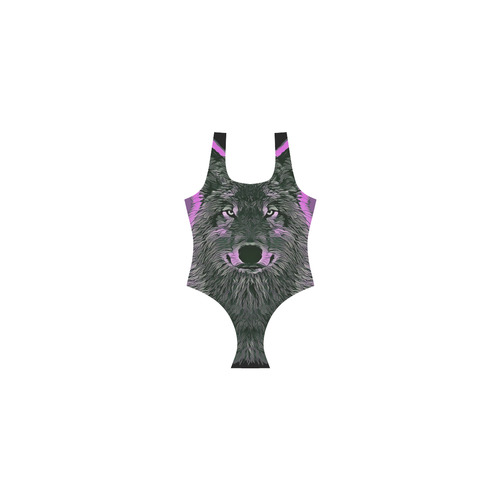 WOLF OR DOG PINK Vest One Piece Swimsuit (Model S04)