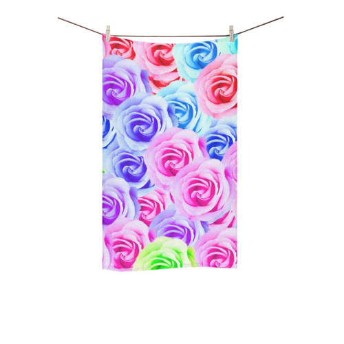 closeup colorful rose texture background in pink purple blue green Custom Towel 16"x28"