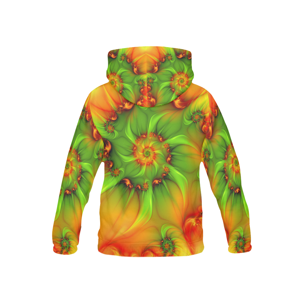 Hot Summer Green Orange Abstract Colorful Fractal All Over Print Hoodie for Kid (USA Size) (Model H13)