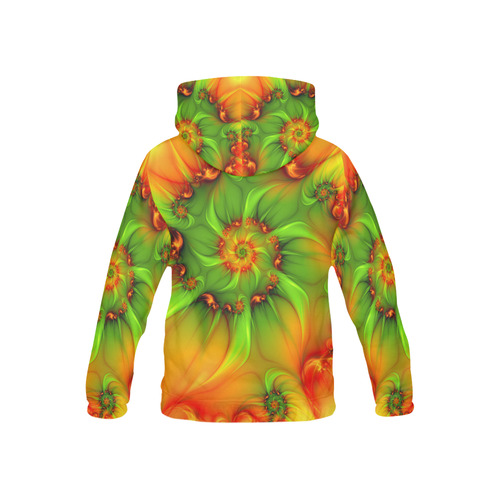 Hot Summer Green Orange Abstract Colorful Fractal All Over Print Hoodie for Kid (USA Size) (Model H13)