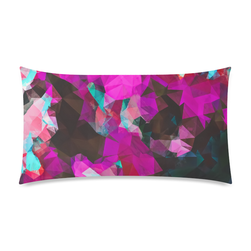 psychedelic geometric polygon abstract pattern in purple pink blue Rectangle Pillow Case 20"x36"(Twin Sides)