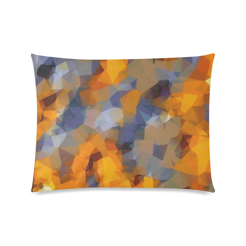 psychedelic geometric polygon abstract pattern in orange brown blue Custom Zippered Pillow Case 20"x26"(Twin Sides)