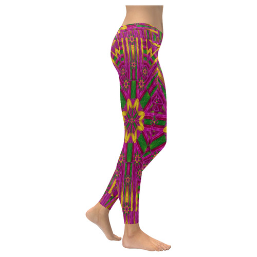 Feather stars mandala pop art Women's Low Rise Leggings (Invisible Stitch) (Model L05)