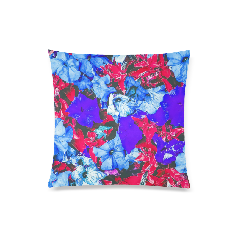 closeup flower texture abstract in blue purple red Custom Zippered Pillow Case 20"x20"(Twin Sides)