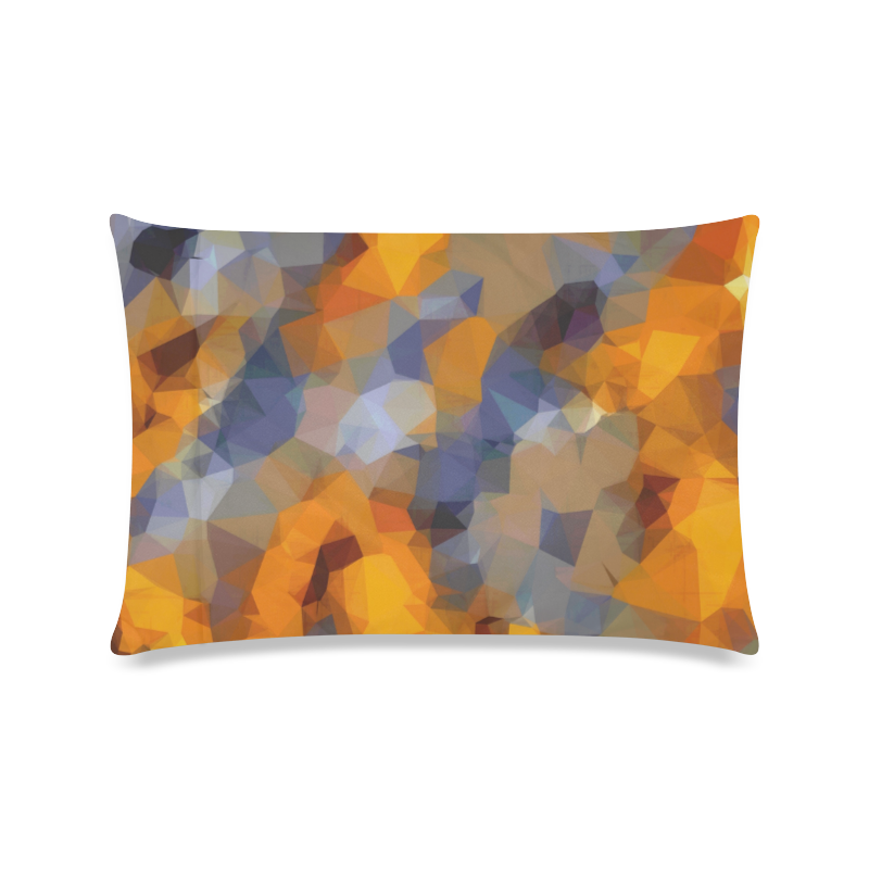 psychedelic geometric polygon abstract pattern in orange brown blue Custom Zippered Pillow Case 16"x24"(Twin Sides)
