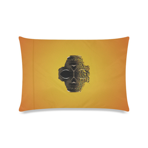 fractal black skull portrait with orange abstract background Custom Zippered Pillow Case 16"x24"(Twin Sides)