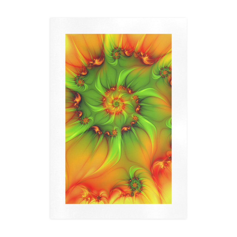 Hot Summer Green Orange Abstract Colorful Fractal Art Print 19‘’x28‘’