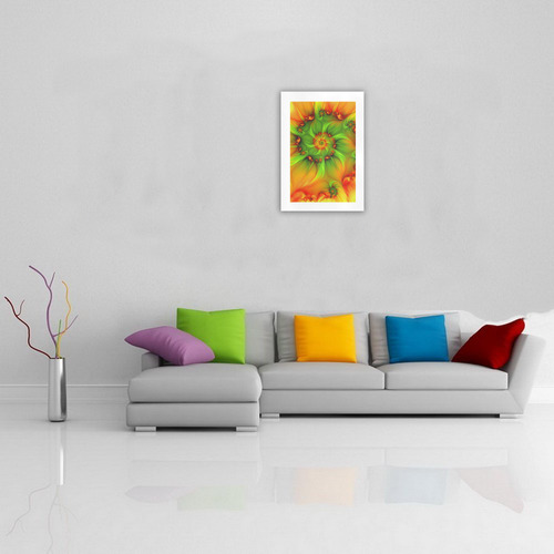 Hot Summer Green Orange Abstract Colorful Fractal Art Print 16‘’x23‘’