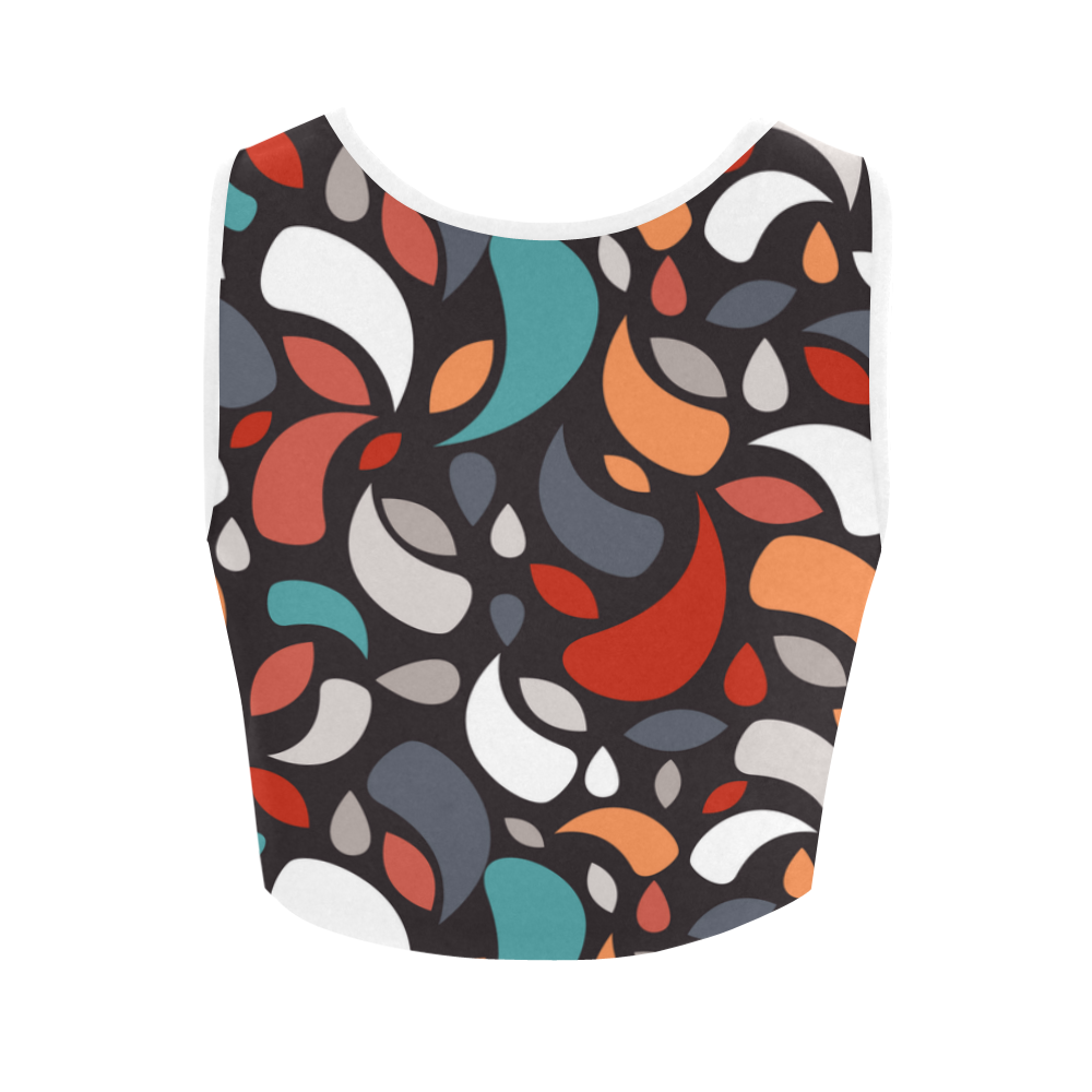 Colorful Leaves And Geometric Shapes Women's Crop Top (Model T42)