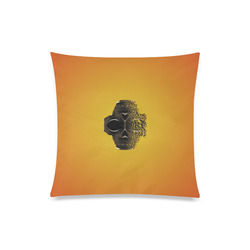 fractal black skull portrait with orange abstract background Custom Zippered Pillow Case 20"x20"(One Side)