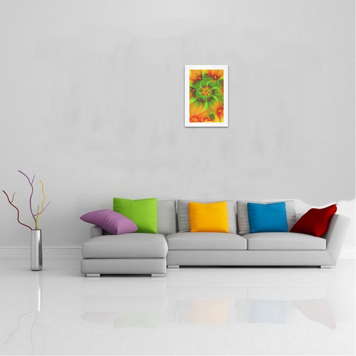 Hot Summer Green Orange Abstract Colorful Fractal Art Print 7‘’x10‘’