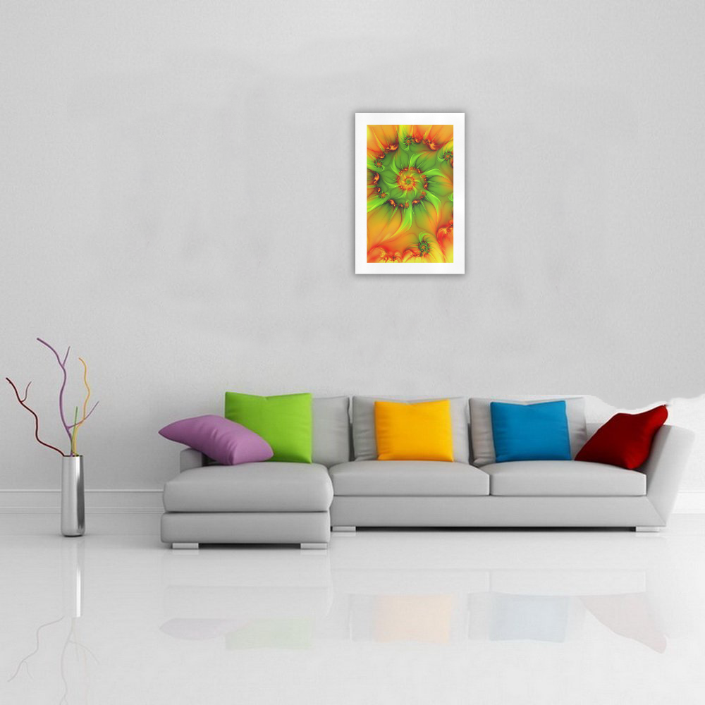 Hot Summer Green Orange Abstract Colorful Fractal Art Print 19‘’x28‘’