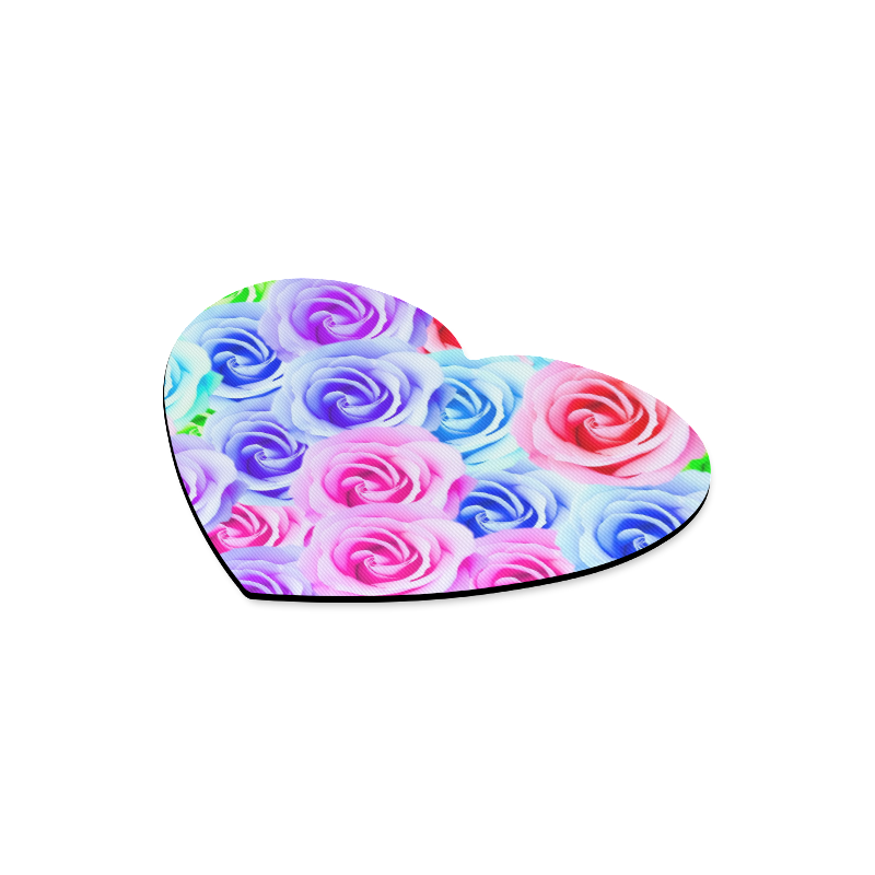 closeup colorful rose texture background in pink purple blue green Heart-shaped Mousepad