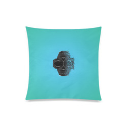 fractal black skull portrait with blue abstract background Custom Zippered Pillow Case 20"x20"(One Side)