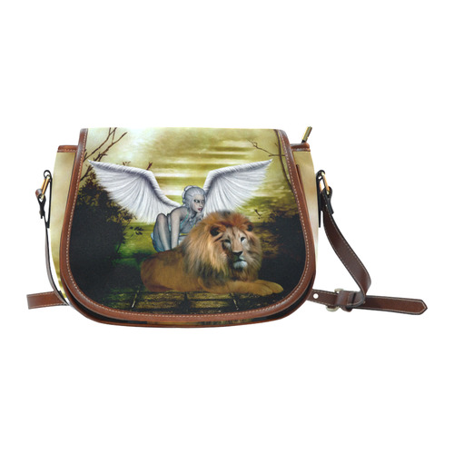 Fairy with lion Saddle Bag/Small (Model 1649) Full Customization