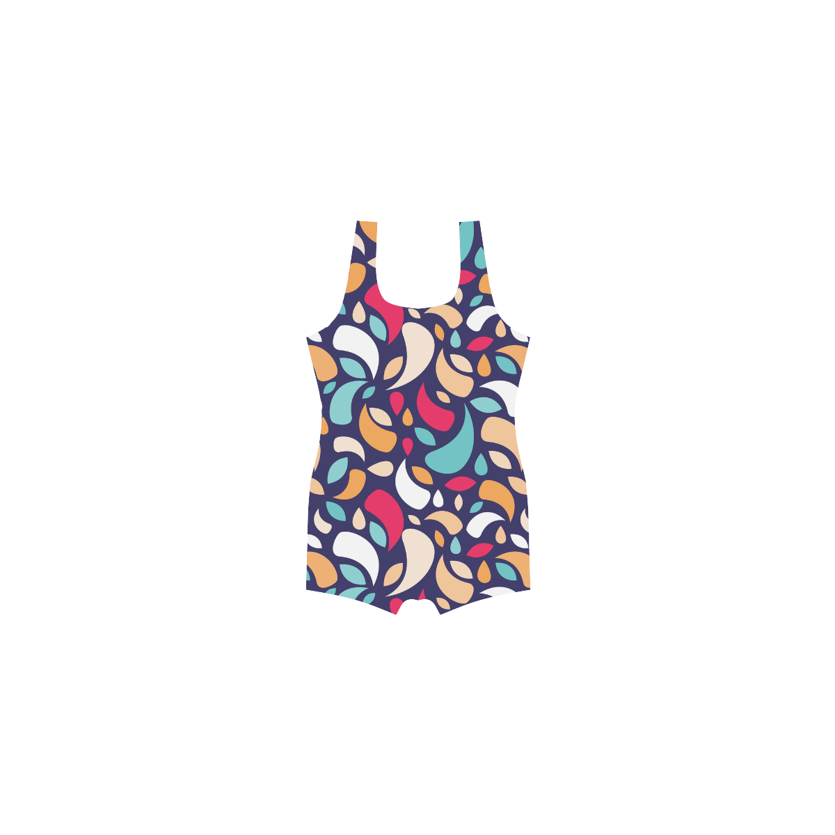 Multicolor Leaves And Geometric Shapes Classic One Piece Swimwear (Model S03)