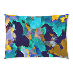 psychedelic geometric polygon abstract pattern in green blue brown yellow Custom Rectangle Pillow Case 20x30 (One Side)