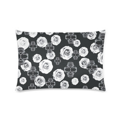 vintage skull and rose abstract pattern in black and white Custom Rectangle Pillow Case 16"x24" (one side)