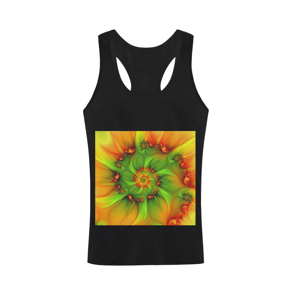 Hot Summer Green Orange Abstract Colorful Fractal Plus-size Men's I-shaped Tank Top (Model T32)