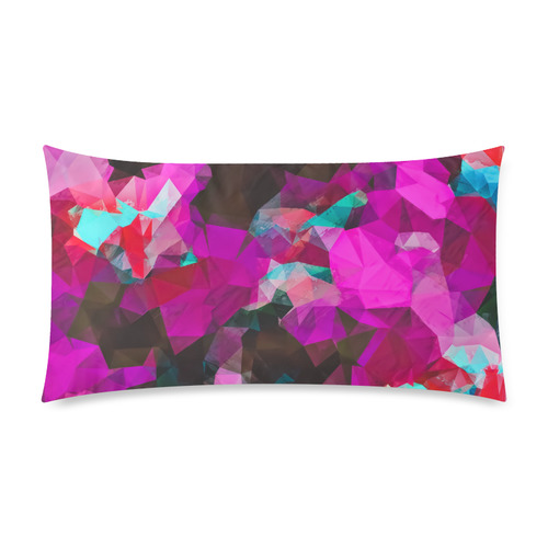psychedelic geometric polygon abstract pattern in purple pink blue Custom Rectangle Pillow Case 20"x36" (one side)