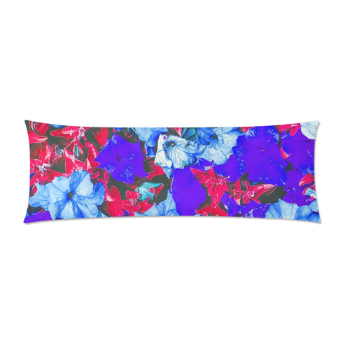 closeup flower texture abstract in blue purple red Custom Zippered Pillow Case 21"x60"(Two Sides)
