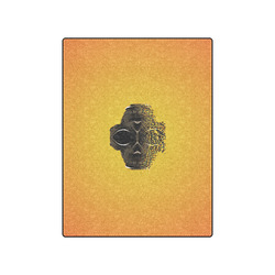 fractal black skull portrait with orange abstract background Blanket 50"x60"