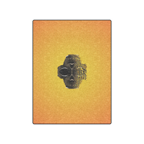 fractal black skull portrait with orange abstract background Blanket 50"x60"