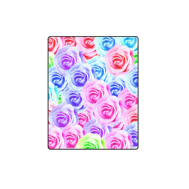 closeup colorful rose texture background in pink purple blue green Blanket 40"x50"
