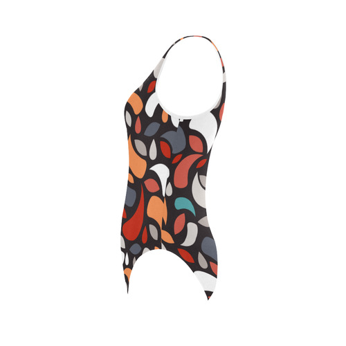 Colorful Leaves And Geometric Shapes Vest One Piece Swimsuit (Model S04)