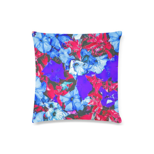 closeup flower texture abstract in blue purple red Custom Zippered Pillow Case 16"x16"(Twin Sides)
