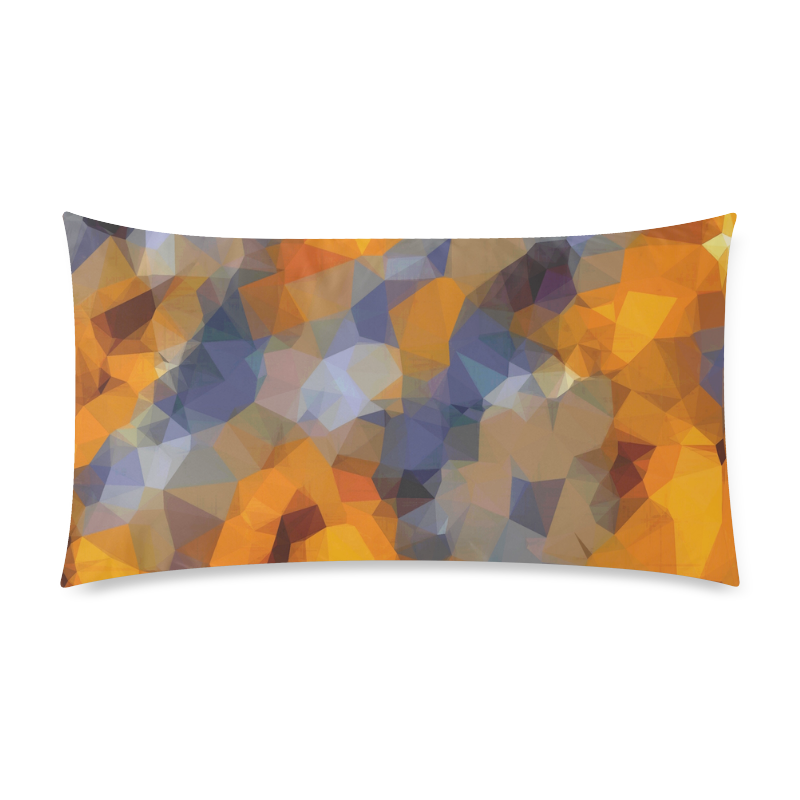 psychedelic geometric polygon abstract pattern in orange brown blue Custom Rectangle Pillow Case 20"x36" (one side)