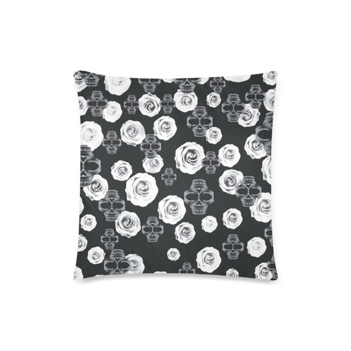 vintage skull and rose abstract pattern in black and white Custom Zippered Pillow Case 18"x18" (one side)