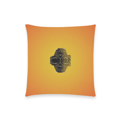 fractal black skull portrait with orange abstract background Custom  Pillow Case 18"x18" (one side) No Zipper