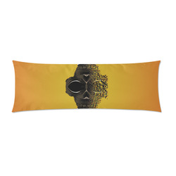fractal black skull portrait with orange abstract background Custom Zippered Pillow Case 21"x60"(Two Sides)