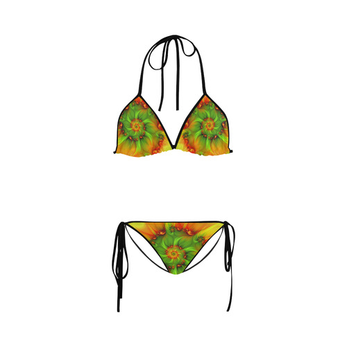 Hot Summer Green Orange Abstract Colorful Fractal Custom Bikini Swimsuit