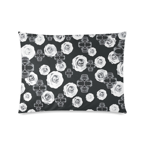 vintage skull and rose abstract pattern in black and white Custom Picture Pillow Case 20"x26" (one side)