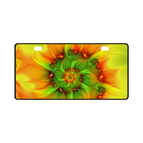 Hot Summer Green Orange Abstract Colorful Fractal License Plate