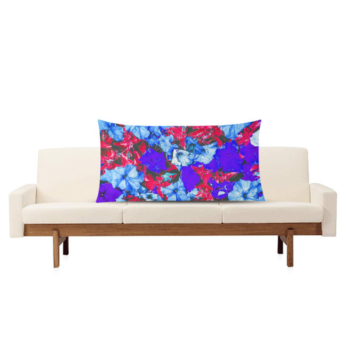 closeup flower texture abstract in blue purple red Rectangle Pillow Case 20"x36"(Twin Sides)