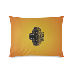 fractal black skull portrait with orange abstract background Custom Zippered Pillow Case 20"x26"(Twin Sides)