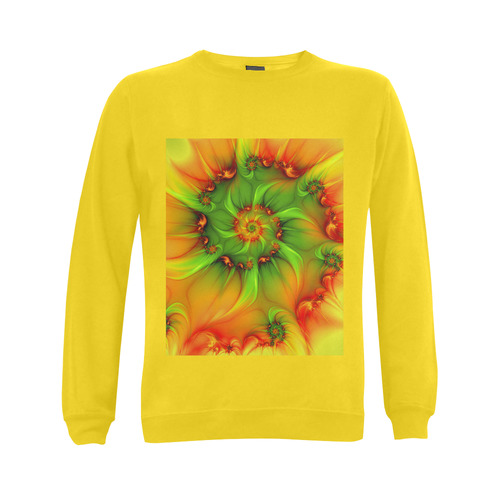 Hot Summer Green Orange Abstract Colorful Fractal Gildan Crewneck Sweatshirt(NEW) (Model H01)