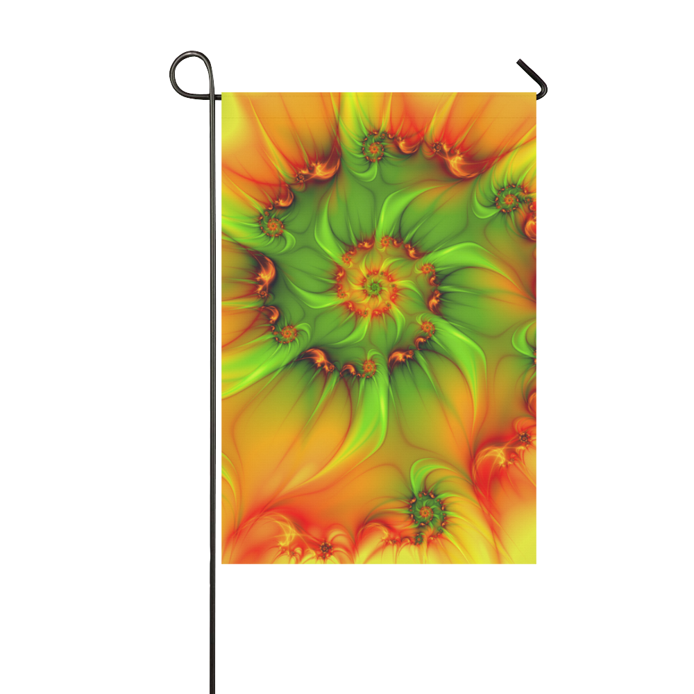 Hot Summer Green Orange Abstract Colorful Fractal Garden Flag 12‘’x18‘’（Without Flagpole）