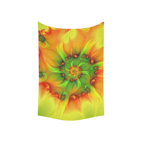 Hot Summer Green Orange Abstract Colorful Fractal Cotton Linen Wall Tapestry 60"x 40"